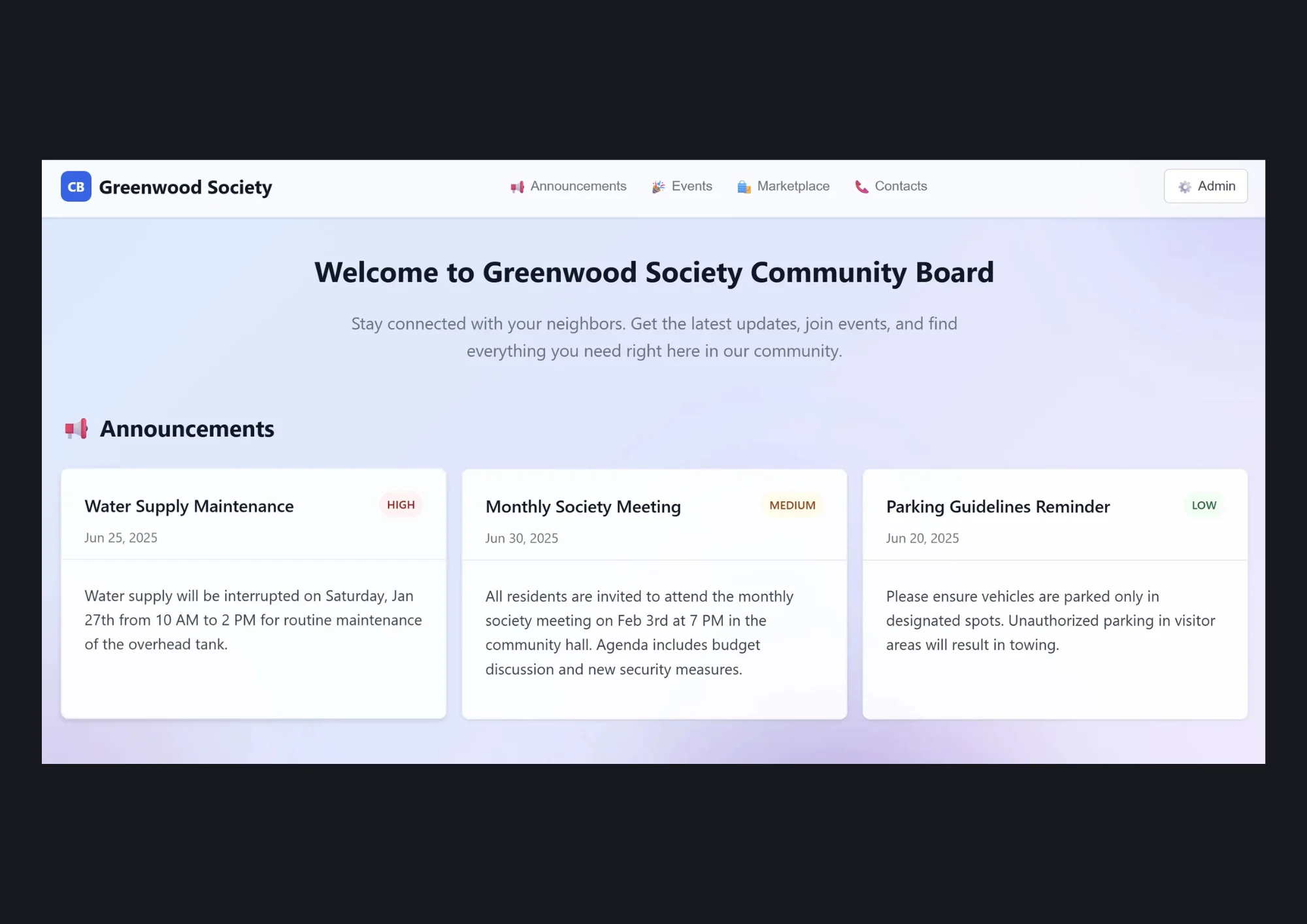 Community Notice Board preview